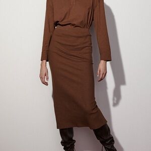 Zara Ribbed Midi Skirt